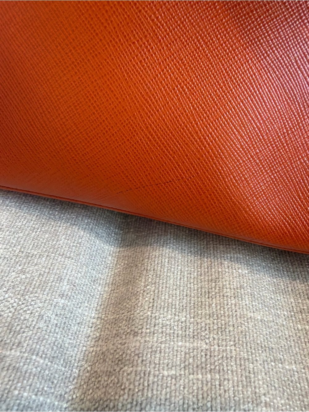 Prada Orange Saffiano Double-Handle Tote with Gold Hardware - Picture 5 of 6